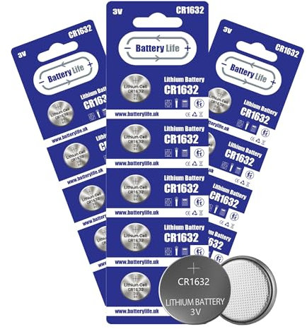Battery Life CR1632 Batteries 3V Coin Button Cell CR 1632 Lithium Long Life For Car Key fob, Scales, Toys, Watch, LED Lights, Tile Mate & More UK Brand (100 pack)