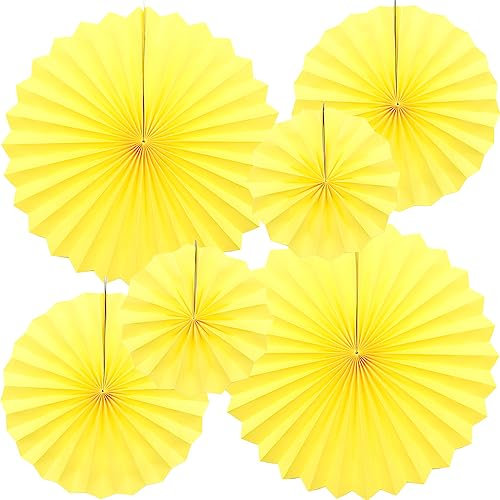 CEEYSEE 6 Stück Papier Fächer Dekoration 20/30/40cm Papierfächer Hängende Gelb Papier Fächer Papier Girlande Dekoration für Party Feier Hochzeit Babyshower Geburtstag Deko (Gelb/ZHUS)