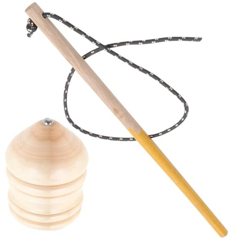 Toyvian Spielzeuge Gyro Kreisel mit Schnur Peitschenkreisel Peg Top Fitness Spielsets für Kinder Zufälliger Stil Peitschenstock Beige Kinder Kinder Für Kinder DIY Holzspielzeug