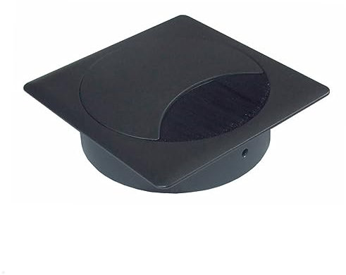 TecLines TKD003 Tisch Kabeldurchführung 80x23mm (schwarz), Kabeldose, Bürstendichtung, für mehrere Kabel