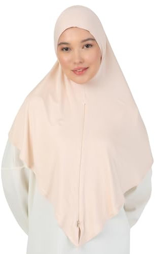 Prien Kopftuch Damen mit reißverschluss, Muslim Hijab Kleider, Muslimische Lang Konfektions Schal, Frauen Kopftücher Gebetskleidung, Abaya, Khimar, Türkisch Islamische Kleidung (Hellnerz)