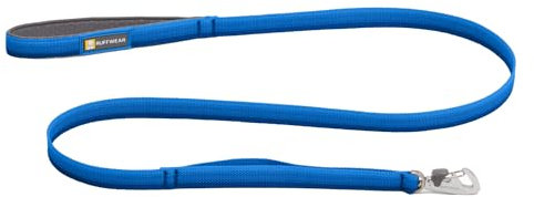 RUFFWEAR Front-Leine, leicht, 1,5 m, Starke Leine mit gepolstertem Griff und sicherem drehbarem Crux-Clip, kompaktes, flaches Tubelok-Gurtband, Blue Pool