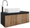 Easy4You Unterschrank WOTA 100 cm Matt Schwarz/Eiche Hängeschrank Badschrank Badezimmerschrank mit Schublade