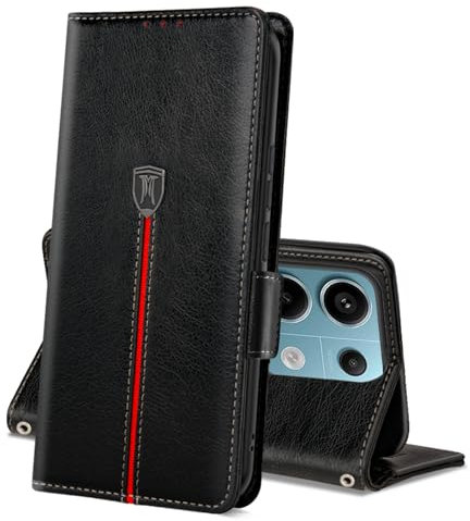 Hülle für Xiaomi Redmi Note 13 Pro 5G/Poco X6, Magnet Leder Kartenfach Handyhülle, Klappbar Wallet Tasche Schutzhülle, Flip TPU Bumper Silikon Cover, Stoßfeste Case für Redmi Note 13 Pro 5G Schwarz