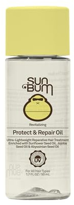 Sun Bum Revitalizing Protect and Repair Hair Oil - Light-weight Hair Care Treatment - Strengthen and Hydrates - UV Protection against Heat Damage and Sun Rays - Enriched with Jojoba Oil - 1.7 oz