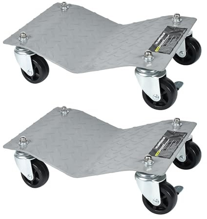 TRMLBE Ayuda para maniobras para moto, universal, 2 unidades, 500 kg, capacidad de carga con 4 ruedas, gato hidráulico para coche