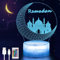 Moocuca Ramadan LED Lampe mit Fernbedienung, USB Datenkabel, 16 Farben Eid deko Mond Stern Nachtlichter, Berühren, Ramadan Mondlampe Farbwechsellampe, Ramadan 3d Lampe für Ramadan Dekoration