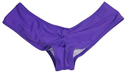 Bikini da donna a triangolo, costume da bagno a vita media, parte inferiore, bikini sexy, tanga, bikini, slip brasiliano, tinta unita, slip bikini, Lilla, M