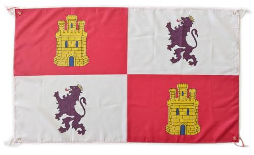 Bandera Castilla León Grande 150x90cm, Bandera Castilla León para Balcon con 4 Ojales y 4 Bridas