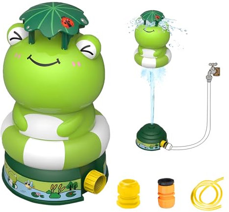 Water Rocket Sprinkler for Kids Toy, 2024 New Summer Outdoor Rotation Water Rocket for Garden Yard Lawn Pool Toys (Frog, Interface+Faucet+10Ft Pipe)