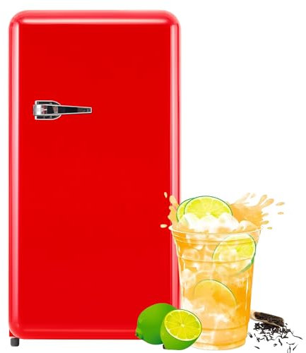 RCBDBSM Réfrigérateur avec Mini Compartiment congélateur Réfrigérateur de Table 91 L Compartiment Fruits et légumes 45x54x97 cm Contrôle de température réglable, Pieds réglables,Red