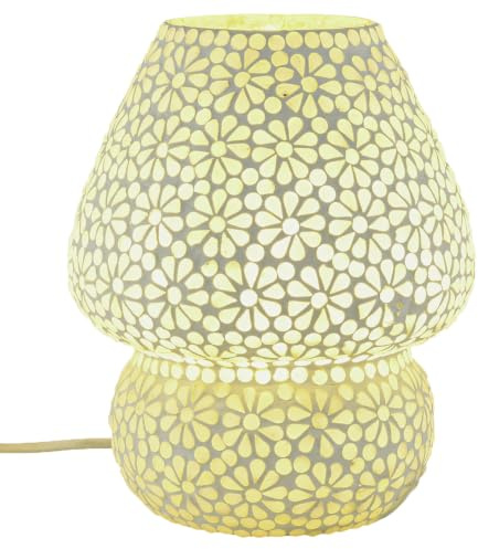Boho Tischlampe Aubina Motiv 1 handgefertigt aus Glas-Mosaik 23 cm