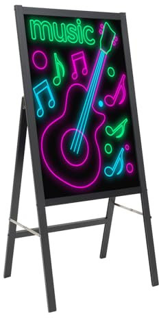 Tableau d'écriture LED - 40 x 60 cm - Tableau publicitaire lumineux avec cadre en A - Télécommande et 8 stylos fluo - Tableau lumineux design DIY - Pour café, bar, restaurant, mariage