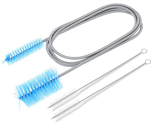 Flexible Extra Long Drain Brush, Drain Unblocker Tools Tube Cleaning Brush, 67 inch Pipe Cleaner Brush and 2PCS 8 inch Straw Cleaning Brush, Double Ended Nylon Brush for Curved Pipes and Slim Holes