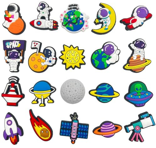 20pcs Space Charms for Clog shoes Decoration, Science Astronauts Alien Charm for Shoe & Bracelet Wristband Party Gifts for Adult Teen Kids Boys Girls