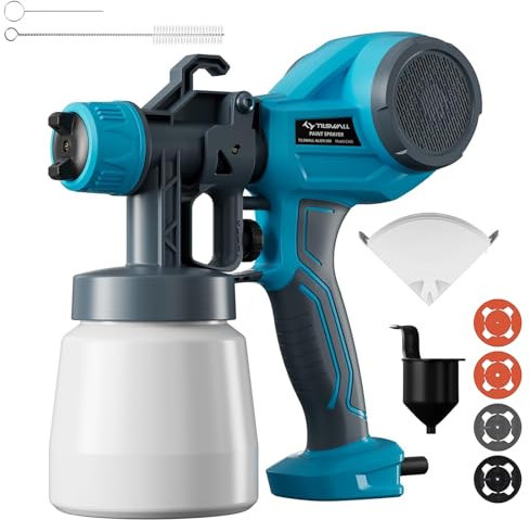 Tilswall Alien 500 Fence Paint Sprayer HVLP Paint Spray Gun Lightweight with 4 Nozzles & 3 Spray Patterns, 100 DIN-s, Ideal Paint Sprayer for Furniture, Fences, Walls, Cabinets, DIY