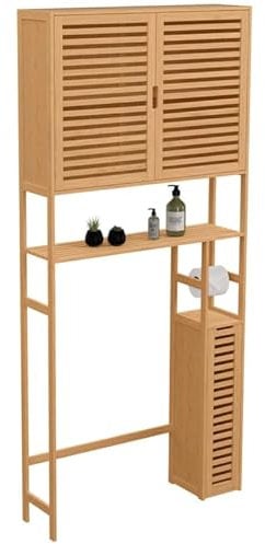 IDMarket - Meuble WC 3 en 1 avec armoires de rangement bambou BEA