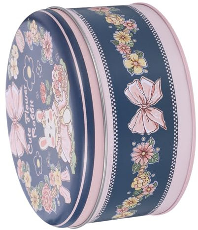 PHENOFICE Scatola in Latta Rotonda Per Dolci Con Coperchio Contenitore Regalo Per Biscotti e Caramelle Scatola in Stagna e Resistente Per Feste e Conservazione Decorata Con Motivo Festivo