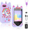 Weinsamkeit Pretend Smartphone pour Enfants, Appareil Photos pour Enfants avec 32GB Card, Jouet à Partir de 3 4 Ans Filles, Jeu de Rôle Téléphone Portable Licorne Jouet Cadeau pour 3-9 Ans Filles