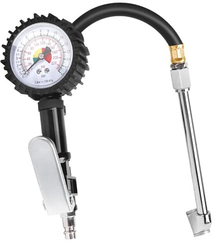 SWAWIS Reifenfüller Luftdruckprüfer Reifendruckprüfer Reifendruckfüller Manometer Druckluft Reifenfüller Digital 220 PSI Reifenfüller Geeicht Reifendruckmesser Hohe Präziser für Auto Motorrad Fahrrad