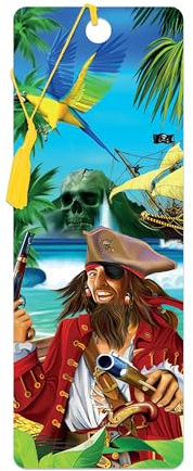 3D LiveLife Lesezeichen - Pirateninsel von Deluxebase Ein Piraten-Lesezeichen mit linsenförmigem 3D-Kunstwerk, lizenziert vom renommierten Künstler Michael Searle