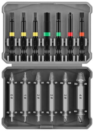 13-teiliges Mini-Werkzeug zum Entfernen beschädigter Schrauben, Stahl, gebrochener Speed-Out-Schraubenausdreher, Bohrer, Schraubenausdreher-Set für rutschige, gebrochene, beschädigte und verrostete