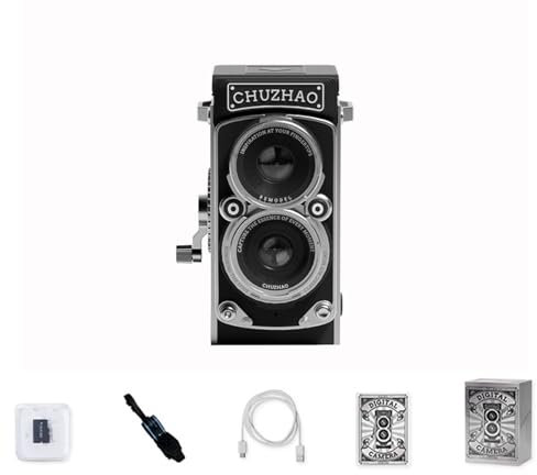 Digitalkamera&Fotokamera, Retro Kamera Hochwertige Spiegelreflexkamera, 12X Digitalzoom Kompakt Einfache Tragbare Digital Kamera für Kinder, Anfänger, Mädchen, Senioren (Schwarz)