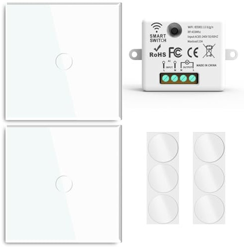 Acmerota interruttore senza fili della luce, 85-240V 10A, 100M di portata, 2 telecomandi e 1 ricevitore, interruttori da parete senza fili per l'illuminazione della casa, nessun cablaggio richiesto