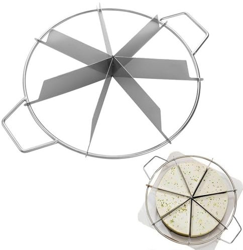 NatureMan Runder Tortenschneider, 26,7 cm Durchmesser, Edelstahl, rostfrei, Kuchenteiler mit Seitengriff, Tortenschneider, Presse für gewerbliche Haushalte (7 Scheiben)