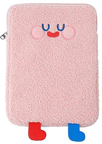 Kikumi Storage Organizer Laptop Protective Bag Portable Lovely Plush Netbook Bag Tablet Protective Case (Pink)