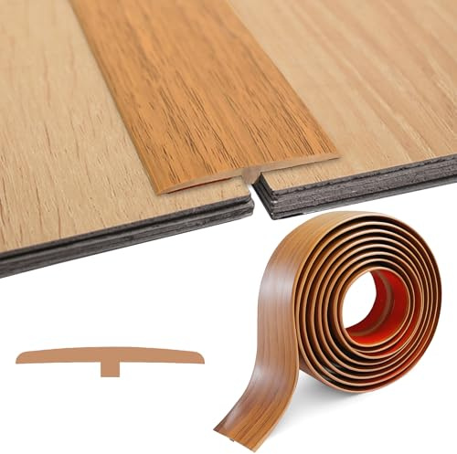 Barre de Seuil Adhesive en T, 1M/2M/3M x 5CM PVC Seuil Porte, Flexible Profilé de Transition Autocollant, Bande de Transition au Sol pour Seuils de Porte et Sols de Raccordement