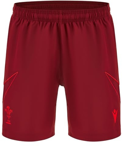 Macron Wales WRU 2025/26 Mens Travel Bermuda Shorts (UK, Alpha, 3XL, Regular, Regular, RED)