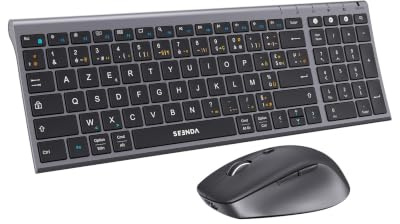 seenda COE401 Clavier Souris sans Fil Bluetooth Rechargeable, Noir Gris