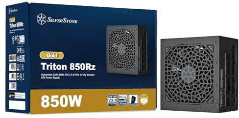 Silverstone Triton 850Rz Fully Modular Low-Noise ATX PSU with 12V-2x6 Cable, 850w ATX 3.1 & PCIe 5, Cybenetics Gold Efficiency, 105°C-Rated Japanese electrolytic Capacitors - 5 Year Warranty