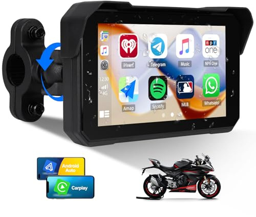 5 Inch Motorcycle Carplay GPS Navigation System with Carplay and Android Auto Portable Screen with Bluetooth, Navigation, Siri, Google Assistant（Not Inchluded TPMS）
