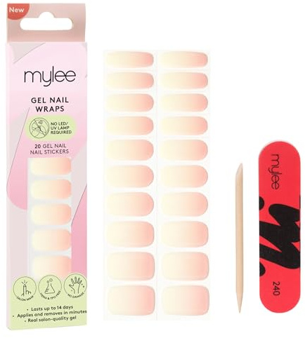Mylee Gel Nail Wraps [Marshmallow Melt] - 20 Pre-Cured Gel Stickers | Instant Mani, No Lamp Needed, Chip-Resistant, Glossy Finish, Lasts Up to 14 Days, Easy to Apply - Vegan & Cruelty-Free