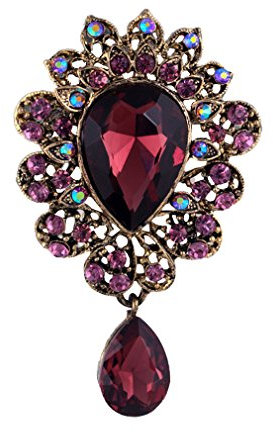 YAZILIND Art und Weise Lilien-Blume eingelegte Rhinestones-Legierungs-Zirconia-hängende Brosche Frauenmädchen Zusätze (Purpurrot)