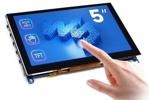 Waveshare 5 inch Display for Raspberry Pi 4 Capacitive Touchscreen HDMI LCD (H) 800x480 Resolution Supports All Raspberry Pi/Windows 10/8.1/8/7 Computer Monitor/Game Console/Multi Mini-PC BB Black