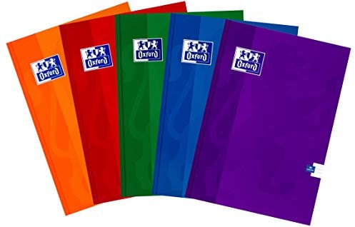 Oxford 400026717 ESSE A4-Kladde 96 Blätter, Linie, 5 Stück-Packung Farbenmix
