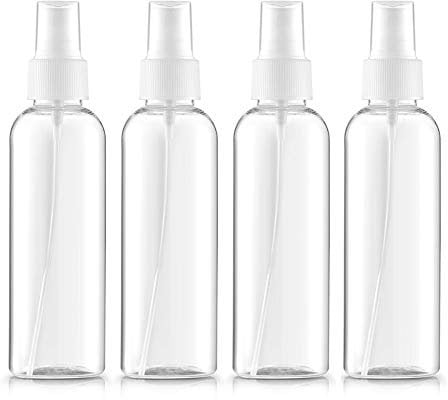 Beito 4Pcs Flacon Spray Vide 100ml Vaporisateur Fine Brume de Voyage Bouteille Transparent en Plastique Contenant Liquide pour Cosmétique
