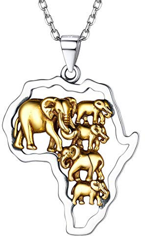 U7 Afrika Map Anhänger Halskette für Damen und Herren, afrikanischer Schmuck, verstellbare Kette, mit Geschenkbox, Sterling Silber
