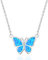WINNICACA Schmetterling Halskette Sterling Silber Oktober Geburtsstein Blue Fire Opal Halskette Schmuck Geschenke für Frauen