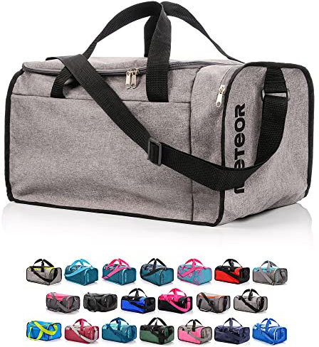 meteor Borsa per Palestra per la Piscina - Borsone da Viaggio - Una borsa sportiva spaziosa e comoda e per weekend, campeggio, ogni viaggio - con tracolla (20L) e (40L) (Grigio/nero, 40L)
