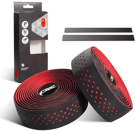 CNC Road Bike Handlebar Tape, 2.5 mm 2‑Pack Bicycle Handle bar Wrap, Red