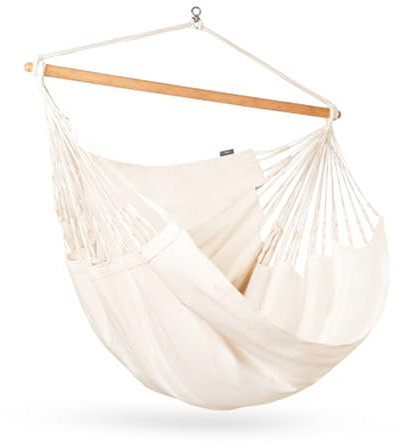La Siesta® Habana - Chaise-Hamac Bio en Coton Comfort, Rotation à 360°, Design Courbé, Fabrication Colombienne - Latte, Comfort