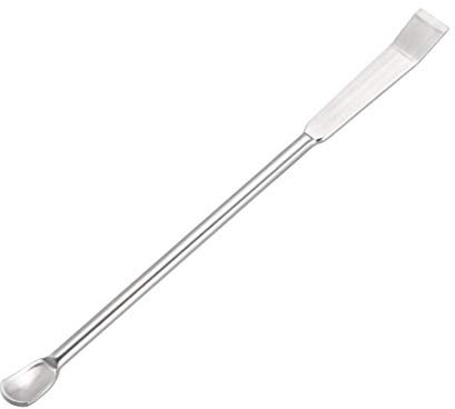 sourcing map Micro Lab Sampling Reagent Spoon 304 Stainless Steel 2 in 1 Double Head Laboratory Mixing Spatula 100mm 2Pcs