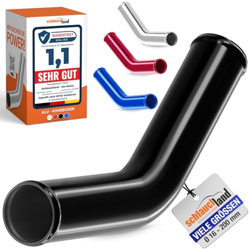 45° ALU-ROHRBOGEN AD-Ø 30mm Schwarz Alurohr poliert & gebördelt | AUSWAHL FARBEN & GRÖSSEN | Alu-Rohr-Bogen DIN EN T6063 Grad Aluminium Rohr Winkel Motor KFZ LLK Bogen Turbo Schlauch-Verbinder