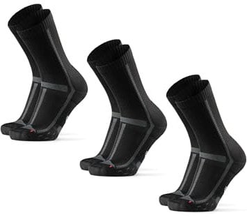 DANISH ENDURANCE Crew Laufsocken (3|5 Paar), Halbhohe Sportsocken, Kompression, Unisex, für Damen & Herren, Schwarz/Grau, 39-42