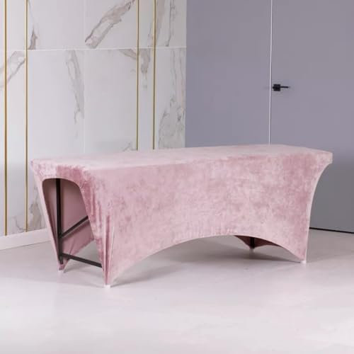 Verlängerter Liegenbezug für Massagebett | Bezug | 180 x 60 cm | Velours | Spannbetttuch für alle gängigen Kosmetikliegen, Massageliegen, Couches | Pink