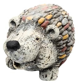 Garden Mile Tierstatue mit Gras in Steinoptik – freistehende Figur für Garten, Outdoor, Innenbereich, Terrasse, Rasen-Dekoration (Igel)